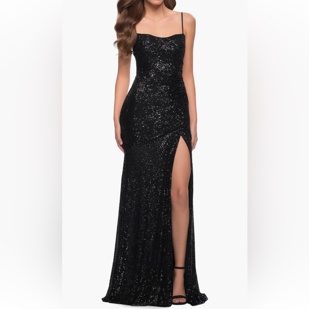La Femme Black Sequin Dress